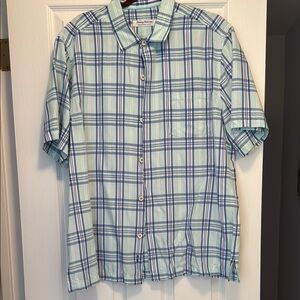 Tommy Bahama Blue and White Casual Button Down Shirt